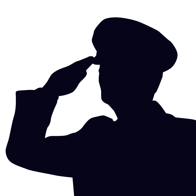 silhouette of military officer saluting