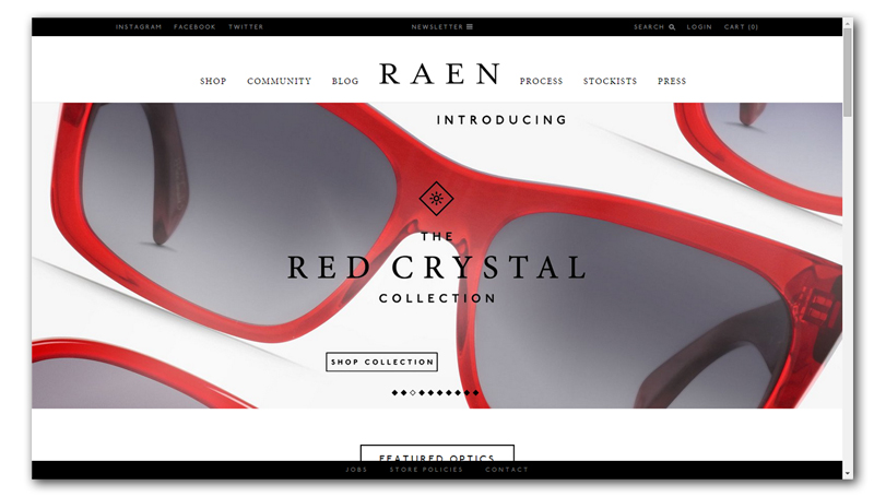 Landing Page of Raen.com